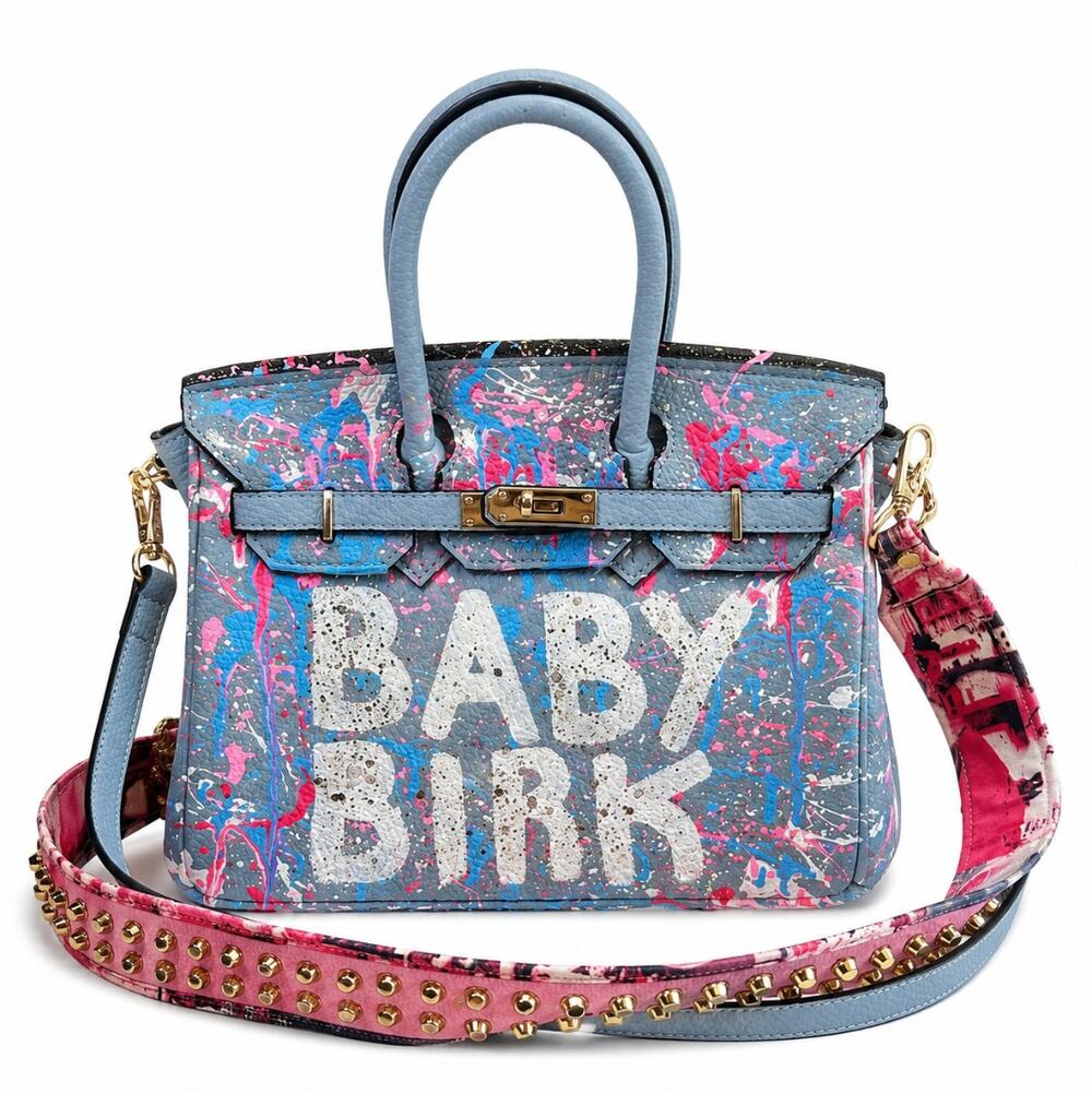 ANCA BARBU Bianca Baby Birk Bag Periwinkle Baby Blue Pink Grafitti